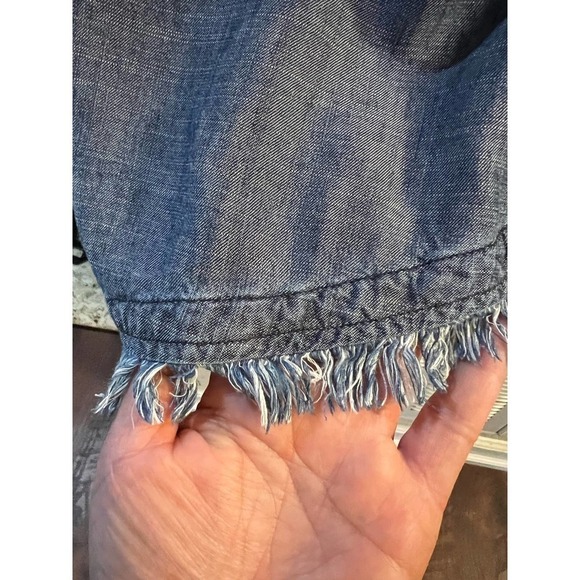 Trina Turk Morina Chambray Wrap Dress Blue Linen Lyocell Blend Lightweight Sz 8 - Picture 7 of 9